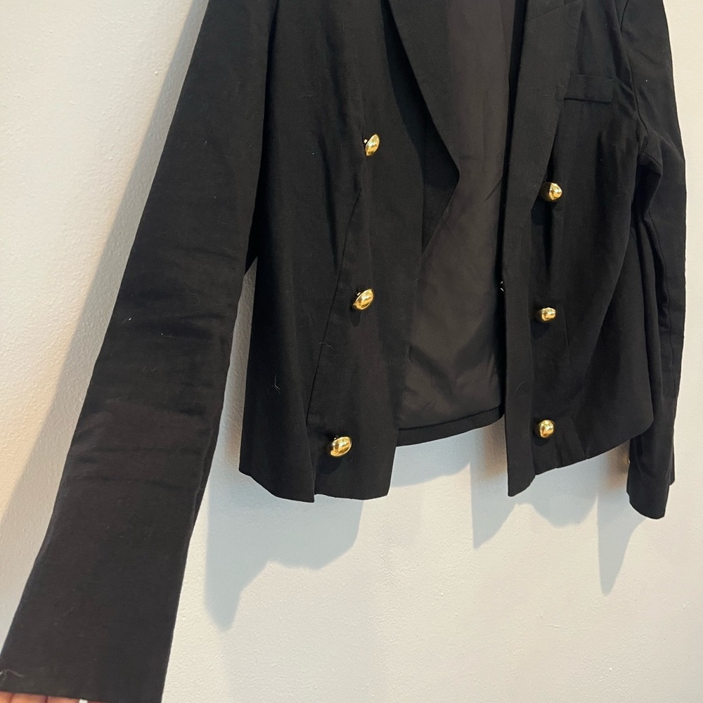 Halston Black Blazer with Gold Buttons Size Medium - Picture 2 of 4